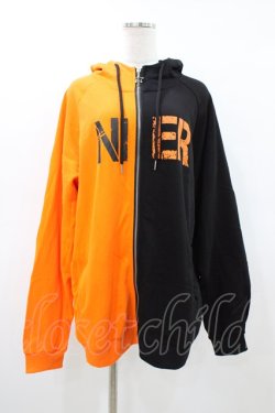 画像1: NieR Clothing / TWO-TONE ZIP PARKA  黒×オレンジ H-26-03-15-057-PU-TO-KB-ZH