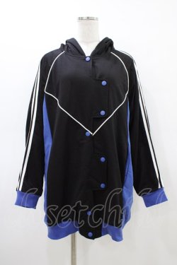 画像1: NieR Clothing / 防寒フードブルゾン  黒×青 H-26-03-15-059-PU-JA-KB-ZH