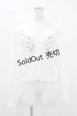 画像1: axes femme / SAKURA刺繍ショートカーディガン Free オフ H-26-03-15-1037-AX-TO-NS-ZH