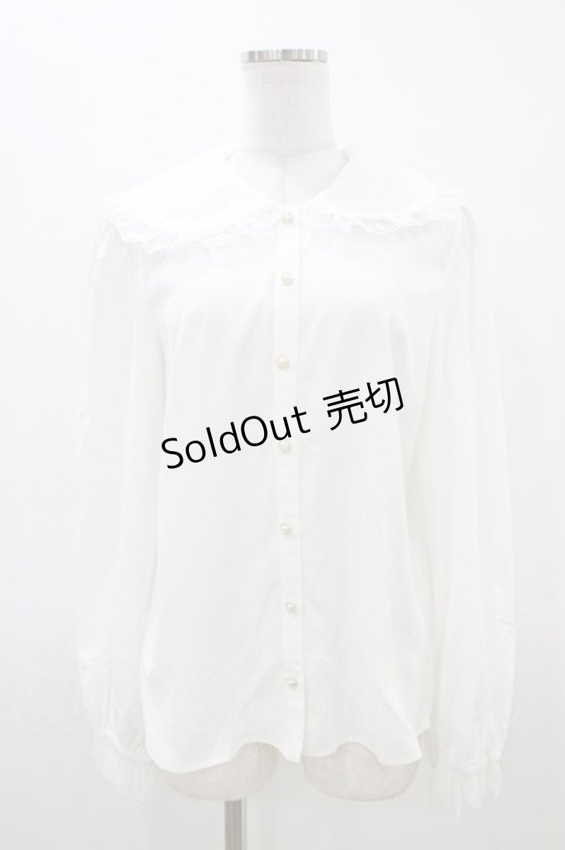 画像1: Secret Honey / レース配色襟ブラウス Free オフ H-26-03-15-1041-CA-BL-NS-ZH (1)