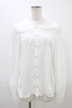 画像1: Secret Honey / レース配色襟ブラウス Free オフ H-26-03-15-1041-CA-BL-NS-ZH