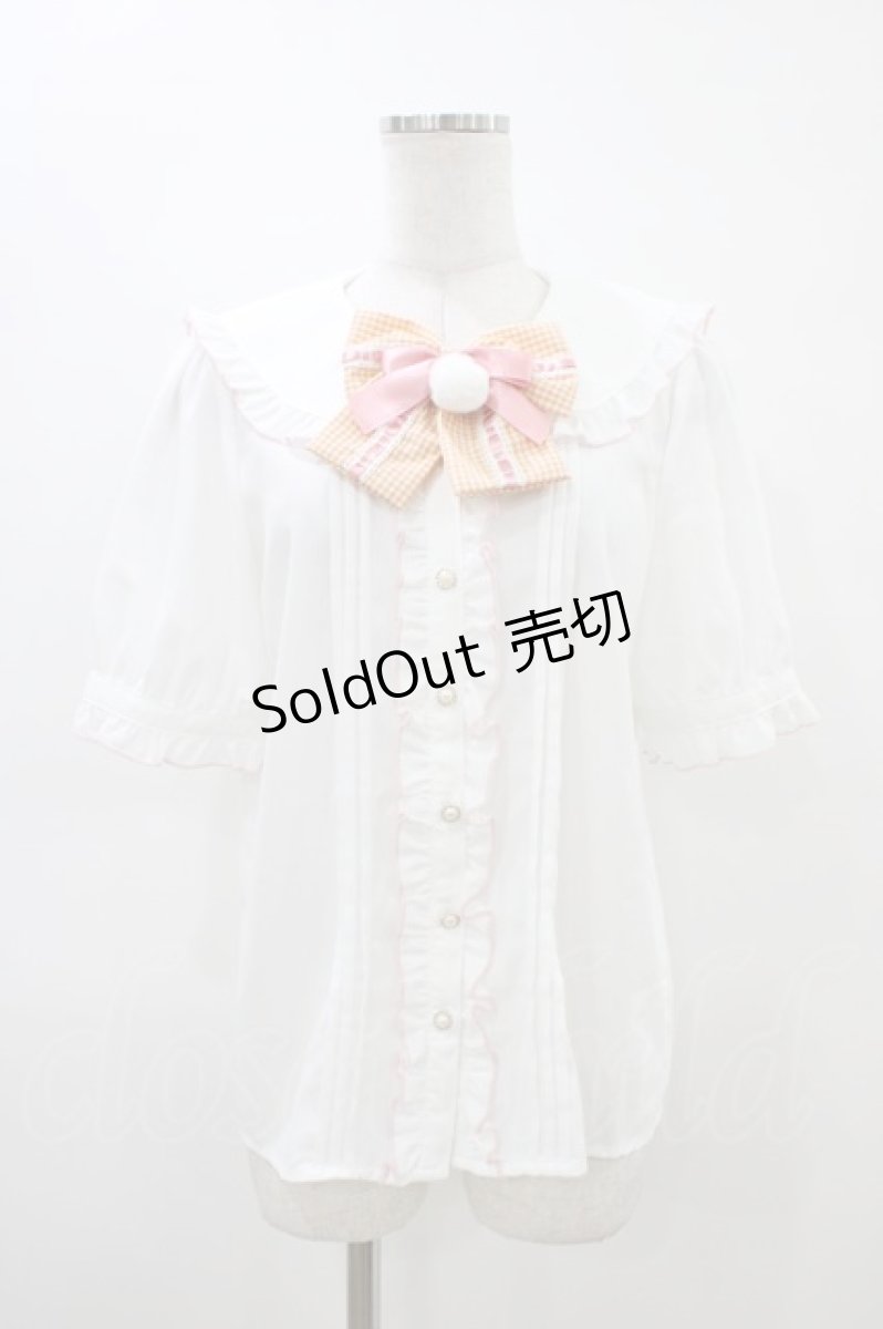 画像1: Amavel / バイカラーメローフリルブラウス Free オフ H-26-03-15-1044-CA-BL-NS-ZH (1)