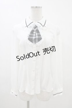 画像1: Secret Honey / ネクタイ付き配色ラインブラウス Free オフ H-26-03-15-1047-CA-BL-NS-ZH