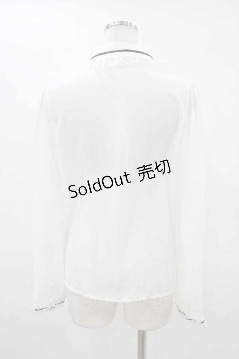 画像2: Secret Honey / ネクタイ付き配色ラインブラウス Free オフ H-26-03-15-1047-CA-BL-NS-ZH (2)