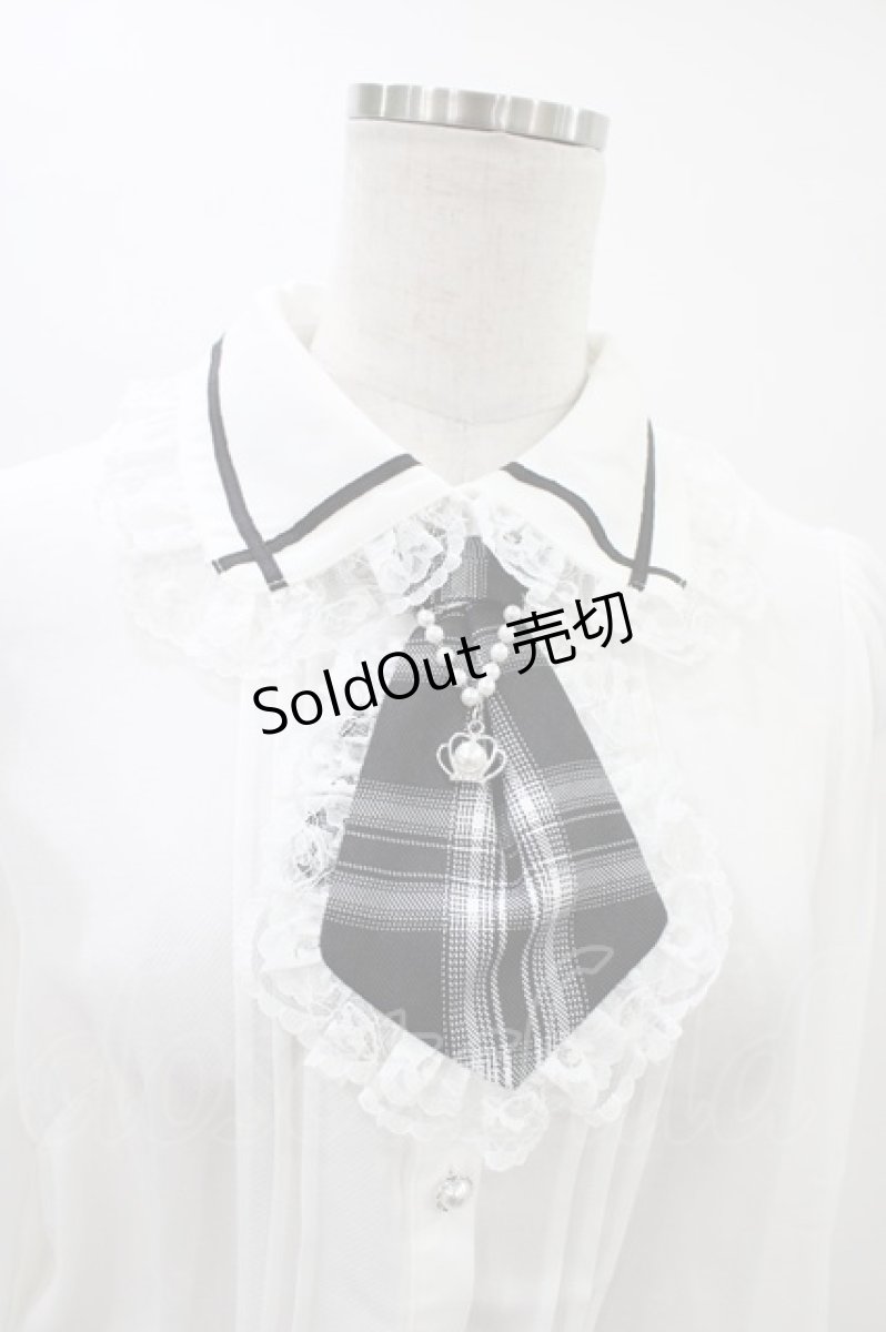 画像3: Secret Honey / ネクタイ付き配色ラインブラウス Free オフ H-26-03-15-1047-CA-BL-NS-ZH (3)