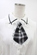 画像3: Secret Honey / ネクタイ付き配色ラインブラウス Free オフ H-26-03-15-1047-CA-BL-NS-ZH (3)