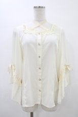 画像1: axes femme kawaii / はしごレース使いフレアスリーブブラウス M アイボリー H-26-03-15-1051-AX-BL-NS-ZH (1)