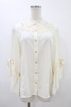 画像1: axes femme kawaii / はしごレース使いフレアスリーブブラウス M アイボリー H-26-03-15-1051-AX-BL-NS-ZH