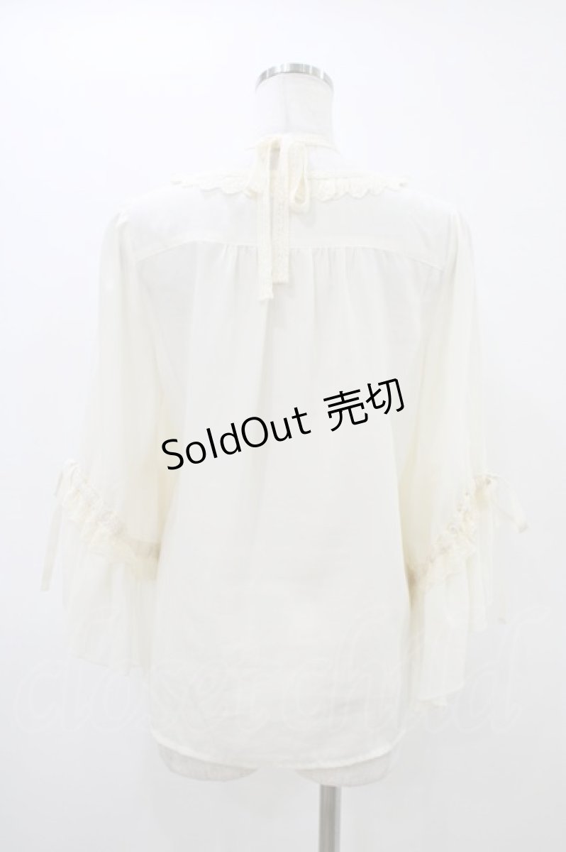画像2: axes femme kawaii / はしごレース使いフレアスリーブブラウス M アイボリー H-26-03-15-1051-AX-BL-NS-ZH (2)