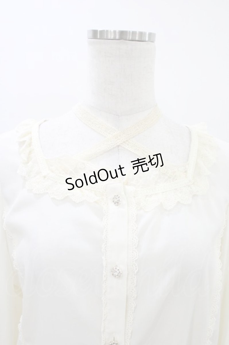 画像3: axes femme kawaii / はしごレース使いフレアスリーブブラウス M アイボリー H-26-03-15-1051-AX-BL-NS-ZH (3)