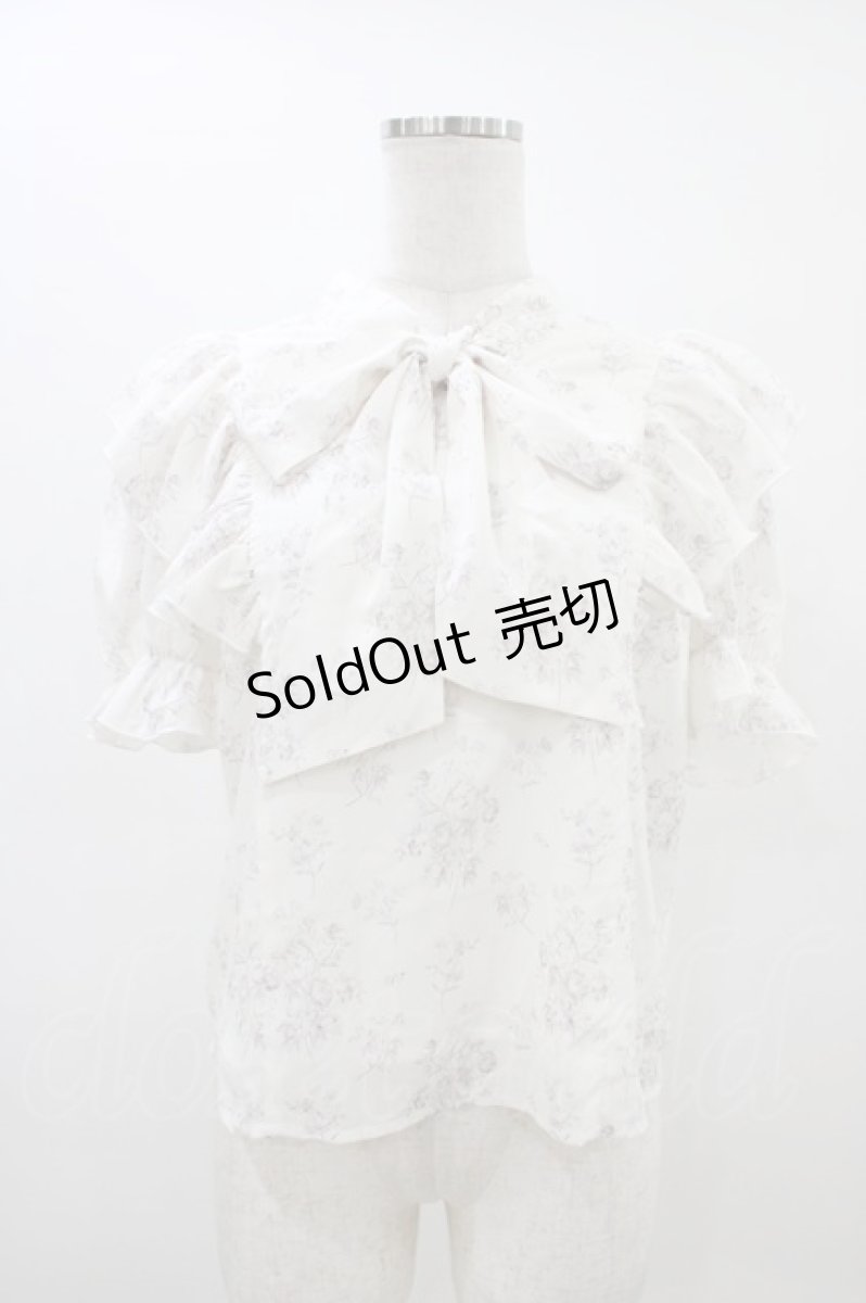 画像1: evelyn / 肩フリル花柄ブラウス Free オフ H-26-03-15-1052-LO-BL-NS-ZH (1)