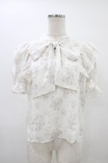 画像1: evelyn / 肩フリル花柄ブラウス Free オフ H-26-03-15-1052-LO-BL-NS-ZH (1)