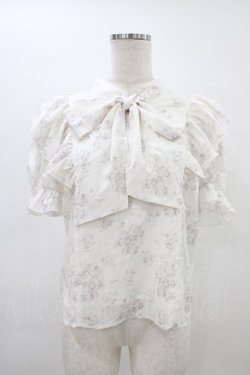 画像1: evelyn / 肩フリル花柄ブラウス Free オフ H-26-03-15-1052-LO-BL-NS-ZH