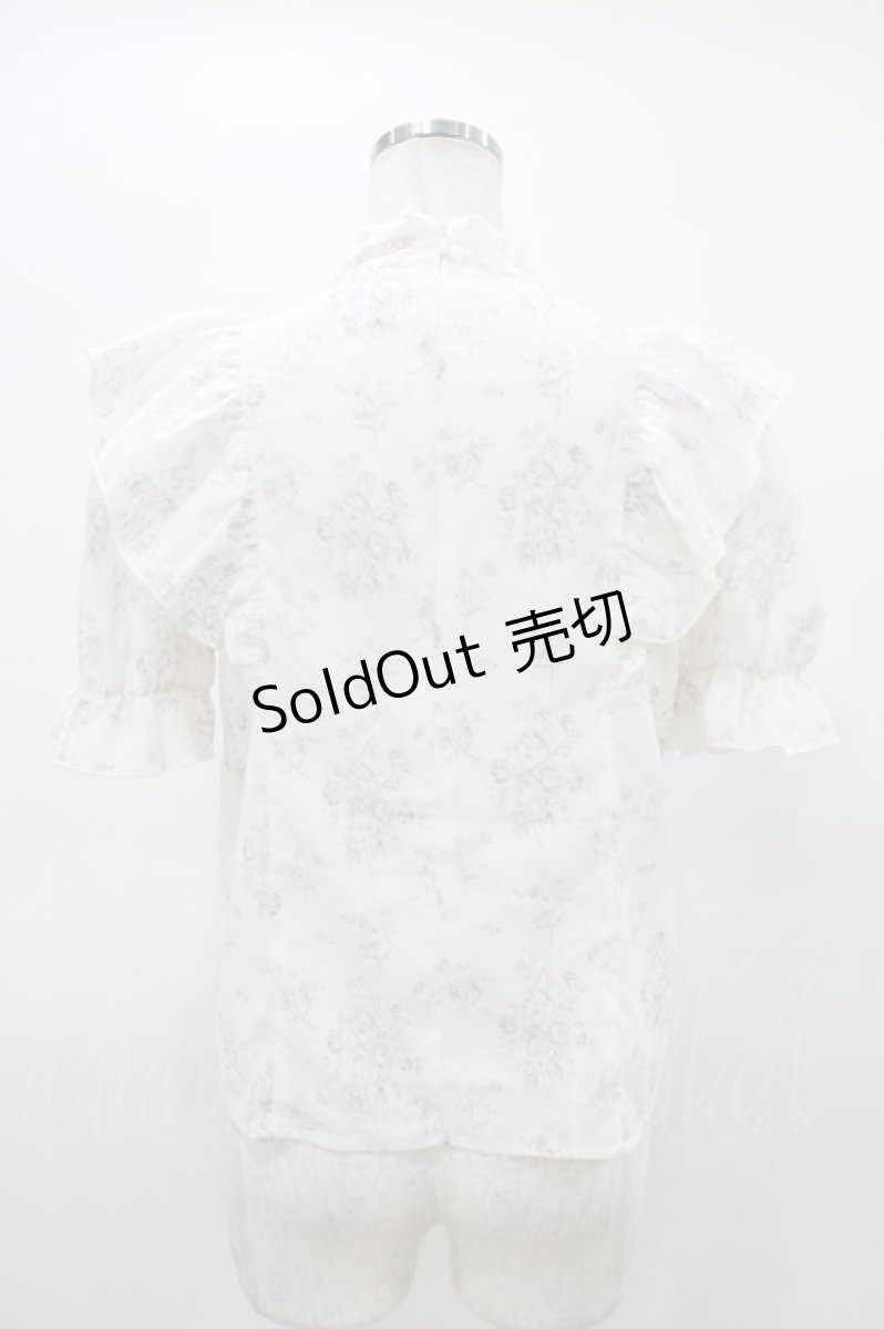 画像2: evelyn / 肩フリル花柄ブラウス Free オフ H-26-03-15-1052-LO-BL-NS-ZH (2)