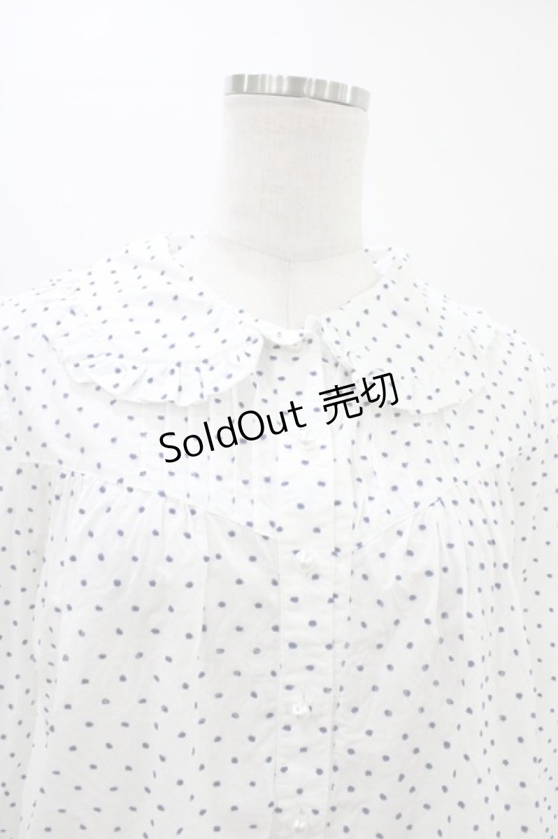 画像3: Nile Perch / ドットフリルブラウス Free オフ/ブルー H-26-03-15-1054-LO-BL-NS-ZH (3)