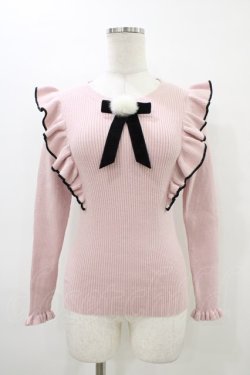 画像1: Secret Honey / ポンポンリボンニット Free ピンク H-26-03-15-1058-CA-TO-NS-ZH