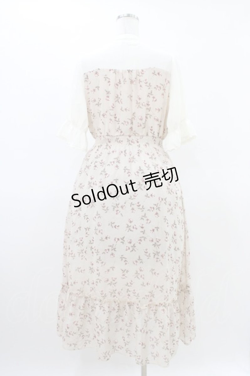 画像2: axes femme / チョーカーリボンデザイン花柄ワンピース M アイボリー H-26-03-15-1011-AX-OP-NS-ZH (2)