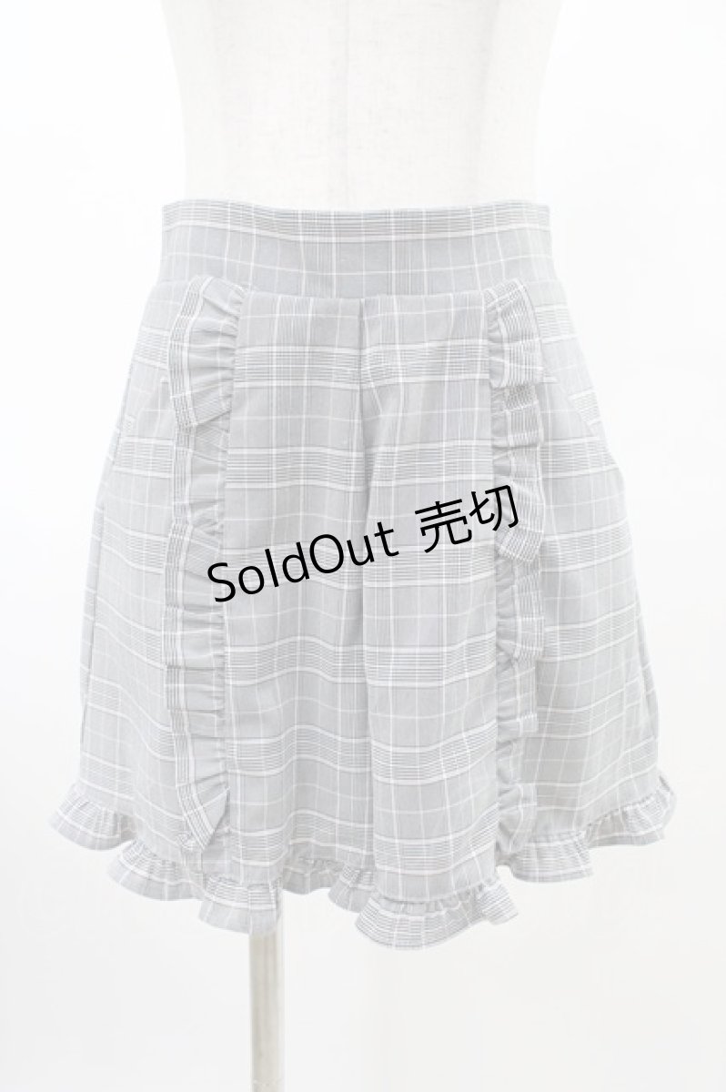 画像1: Honey Cinnamon / チェックフリルパンツ Free グレー H-26-03-15-1003-LO-PA-NS-ZH (1)