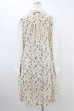 画像2: axes femme POETIQUE / 花柄ブロッキングボウタイワンピース M アイボリー H-26-03-15-1019-AX-OP-NS-ZH (2)
