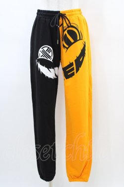 画像1: NieR Clothing / TWO-TONE SWEAT PANTS  黒×オレンジ H-26-03-15-008-PU-PA-KB-ZH