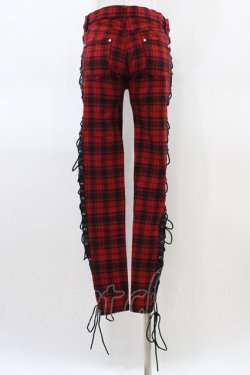 画像2: BANNED APPAREL / レースアップチェックパンツ M 赤 H-26-03-15-009-PU-PA-KB-ZH