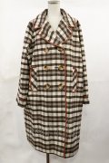 Fi.n.t / 合皮パイピングダブル釦コート Free BROWN×WH H-26-03-15-2006-CA-CO-NS-ZH