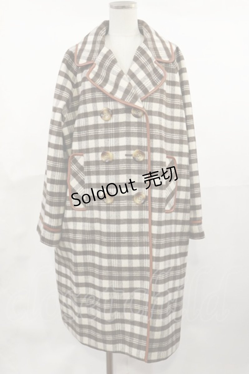 画像1: Fi.n.t / 合皮パイピングダブル釦コート Free BROWN×WH H-26-03-15-2006-CA-CO-NS-ZTC066 (1)