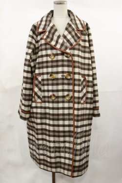 画像1: Fi.n.t / 合皮パイピングダブル釦コート Free BROWN×WH H-26-03-15-2006-CA-CO-NS-ZH