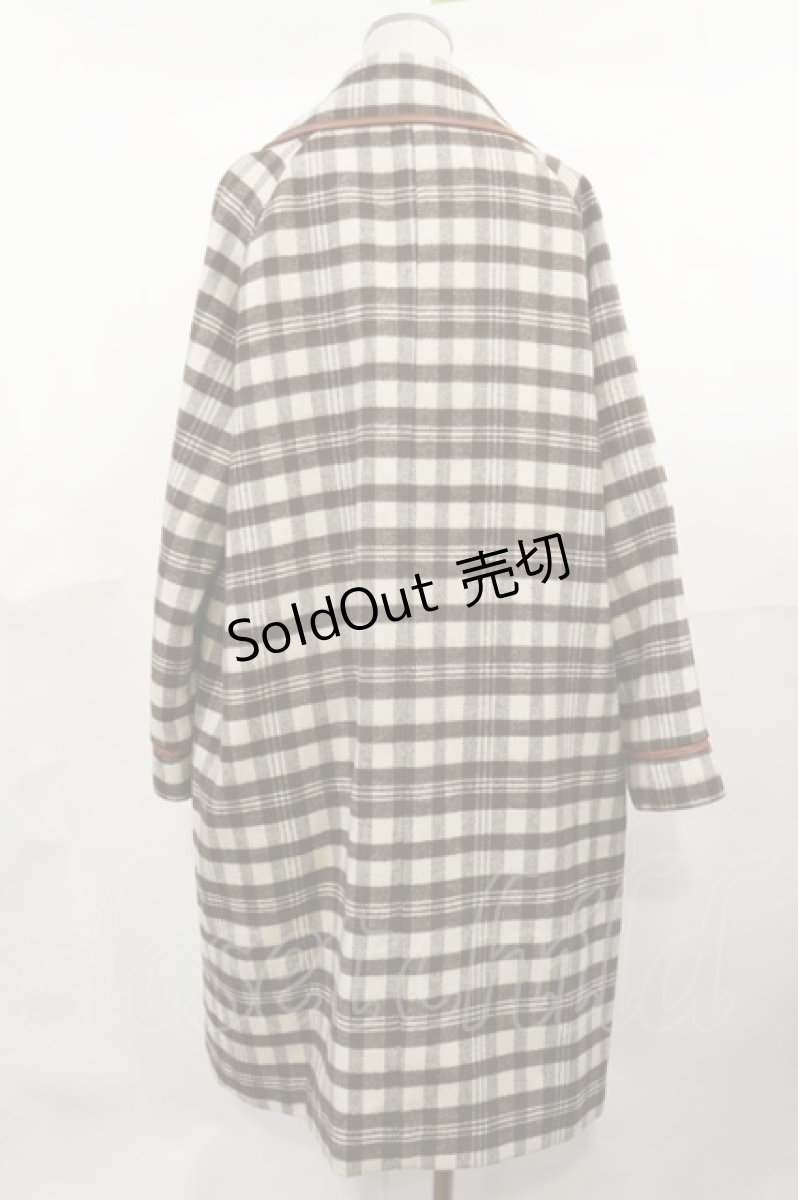 画像2: Fi.n.t / 合皮パイピングダブル釦コート Free BROWN×WH H-26-03-15-2006-CA-CO-NS-ZTC066 (2)