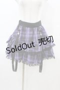 NieR Clothing / サス付チェックフリルスカート  黒×紫 H-26-03-15-013-PU-SK-KB-ZH
