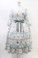 Emily Temple cute / Kitten Stamp Collectionロングワンピース  ミント H-26-03-15-016-ET-OP-KB-ZH
