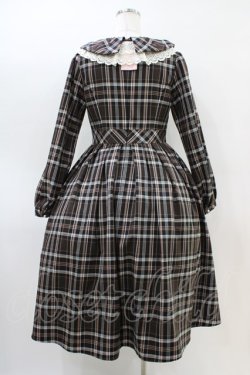 画像2: Melody BasKet / リボンとレースカラーのタータンチェックワンピース M ブラウン H-26-03-15-018-LO-OP-KB-ZH