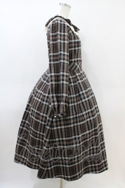 画像3: Melody BasKet / リボンとレースカラーのタータンチェックワンピース M ブラウン H-26-03-15-018-LO-OP-KB-ZH