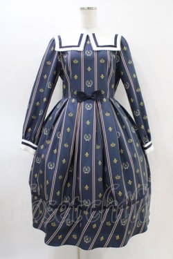 画像1: Melody BasKet / Schoolレジメンタルストライプワンピース M ネイビー H-26-03-15-019-LO-OP-KB-ZH