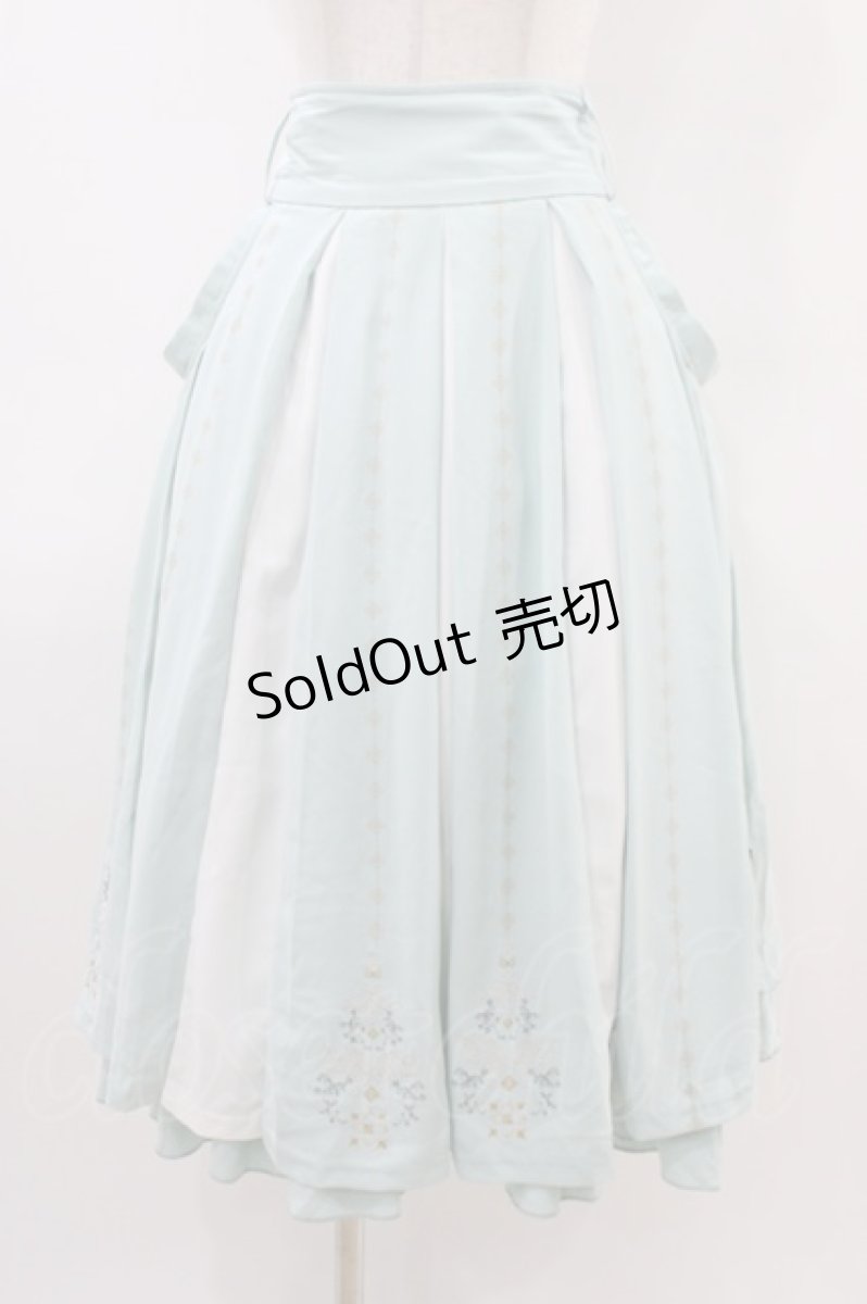 画像1: Ozz oneste / 霧蝶刺繍入り袴風プリーツスカート  サックス H-26-03-15-022-OO-SK-KB-ZH (1)