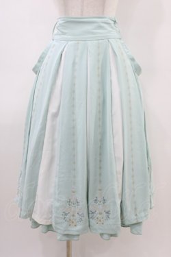 画像1: Ozz oneste / 霧蝶刺繍入り袴風プリーツスカート  サックス H-26-03-15-022-OO-SK-KB-ZH