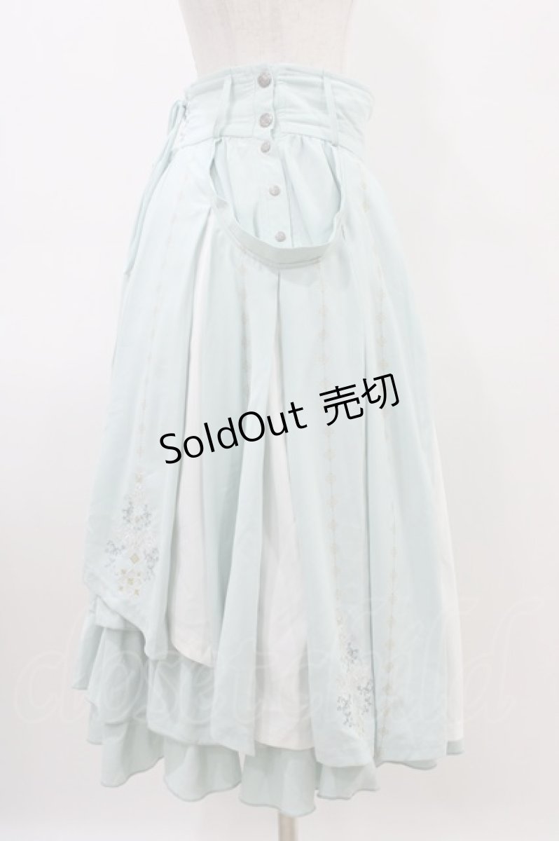 画像3: Ozz oneste / 霧蝶刺繍入り袴風プリーツスカート  サックス H-26-03-15-022-OO-SK-KB-ZH (3)