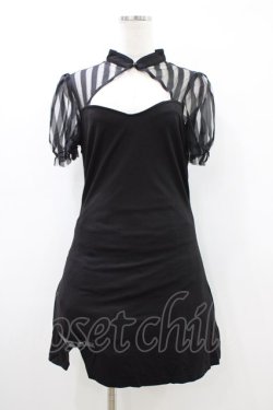 画像1: PUNK RAVE / Chinese Style Silk Fan Cheongsam Dress XL ブラック H-26-03-15-027-PU-OP-KB-ZH