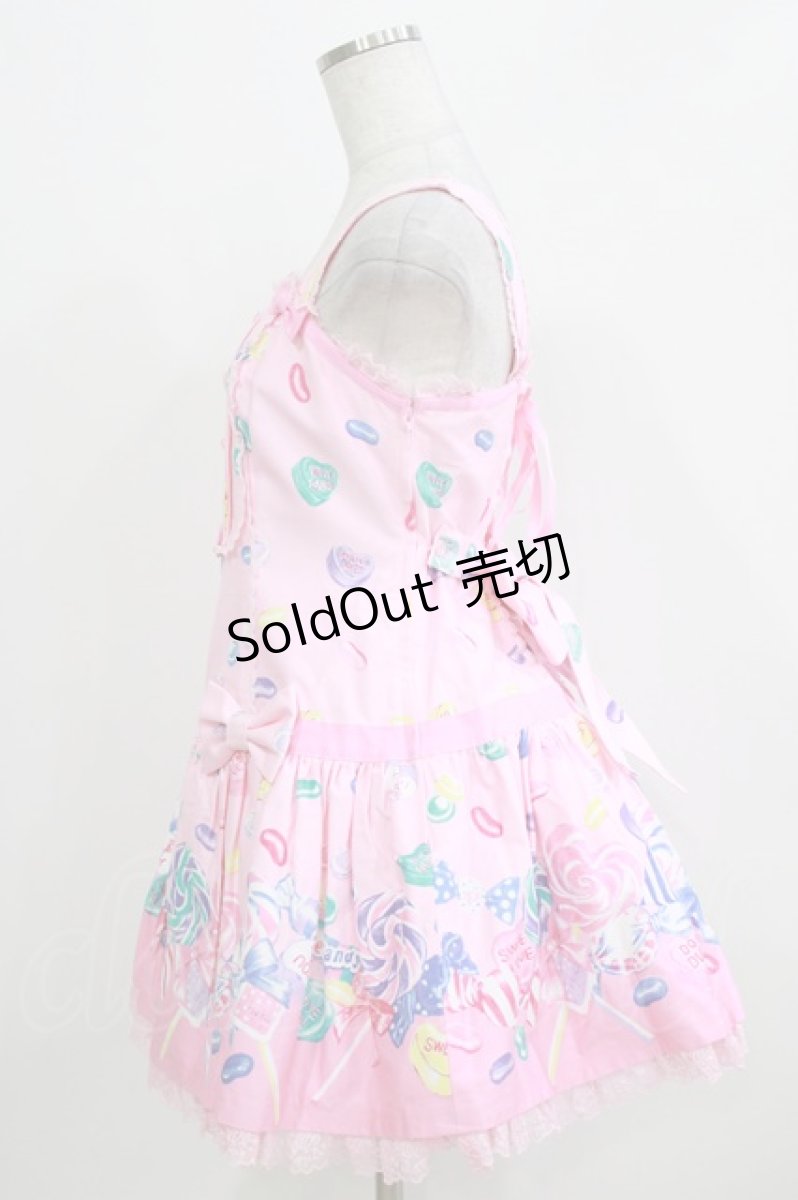 画像2: Angelic Pretty / Candy Treat ローウエストジャンパースカート Free ピンク H-26-03-16-026-AP-OP-NS-ZH (2)