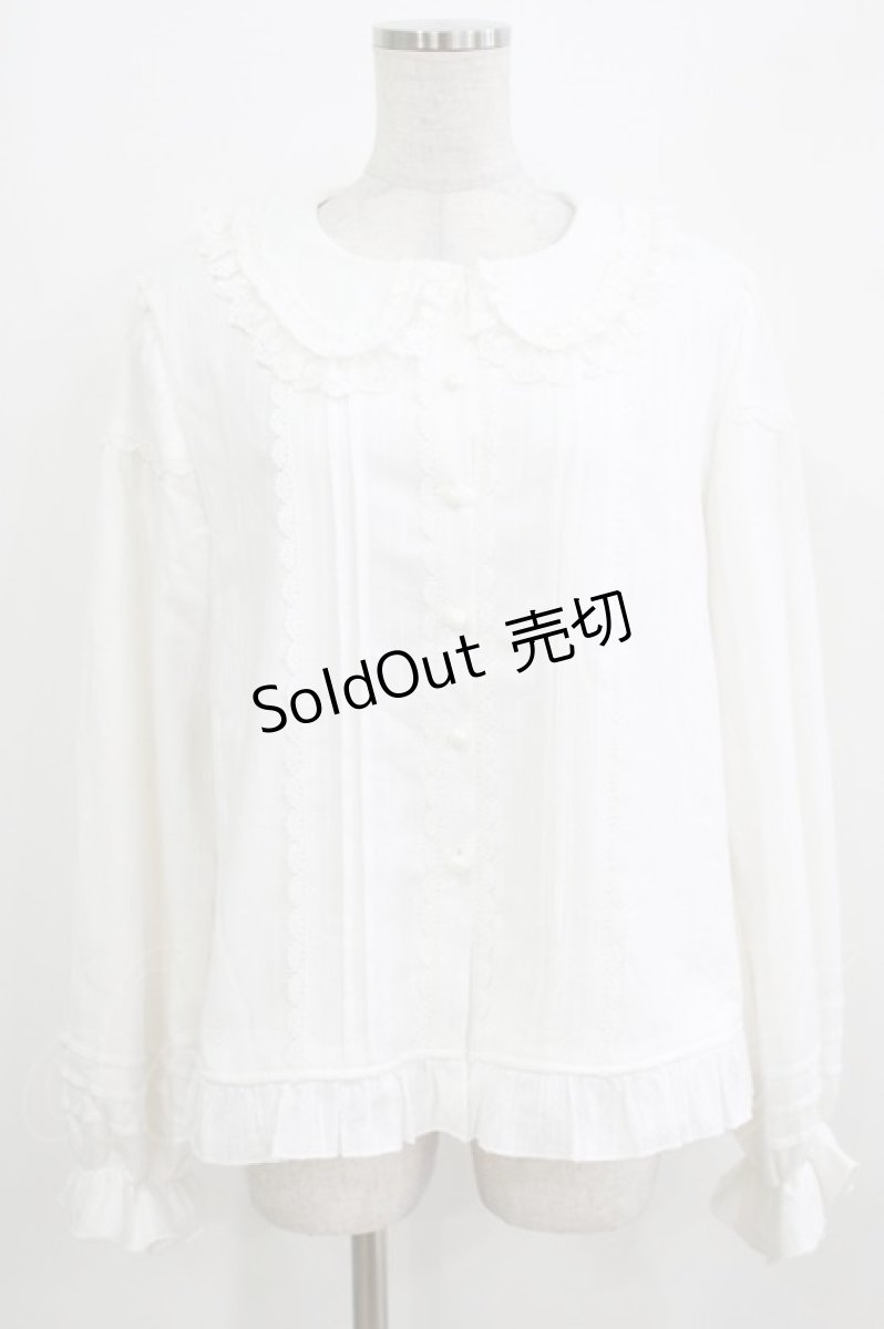 画像1: 幽三巷（海外ロリータブランド） / 裏フリースフリルブラウス XL 白 H-26-03-16-034-PU-BL-NS-ZH (1)