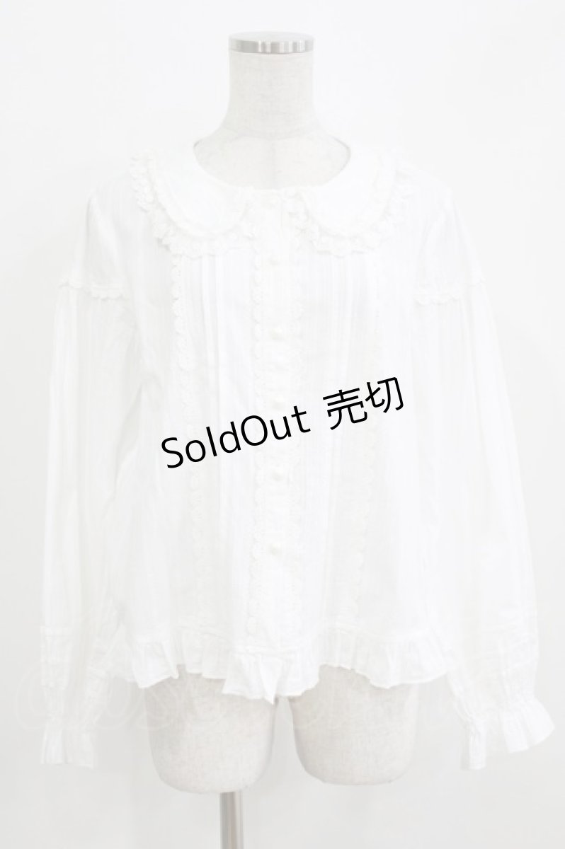 画像1: 幽三巷（海外ロリータブランド） / フリルブラウス L 白 H-26-03-16-035-PU-BL-NS-ZH (1)