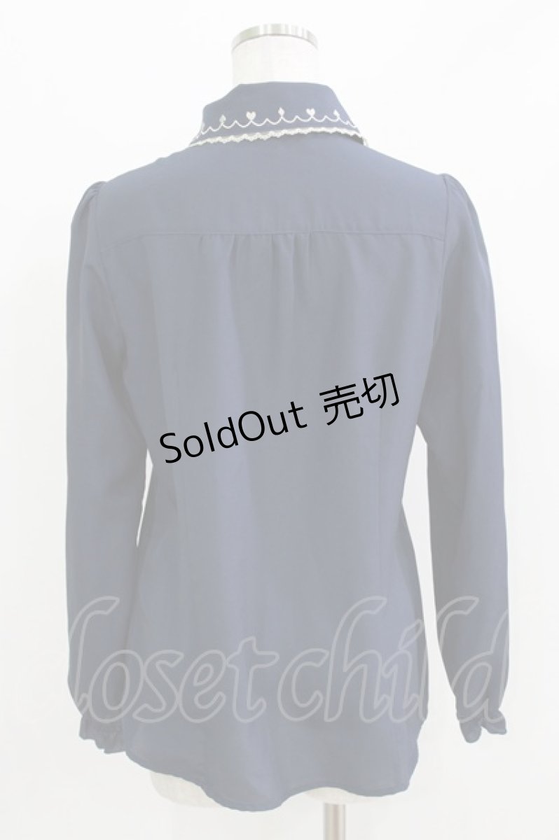 画像3: axes femme / トランプ刺繍ブラウス M ネイビー H-26-03-16-040-AX-BL-NS-ZH (3)