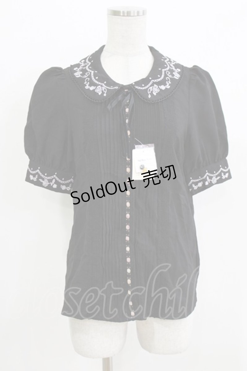 画像1: Secret Honey / 薔薇刺繍ブラウス Free ブラック H-26-03-16-044-CA-BL-NS-ZH (1)