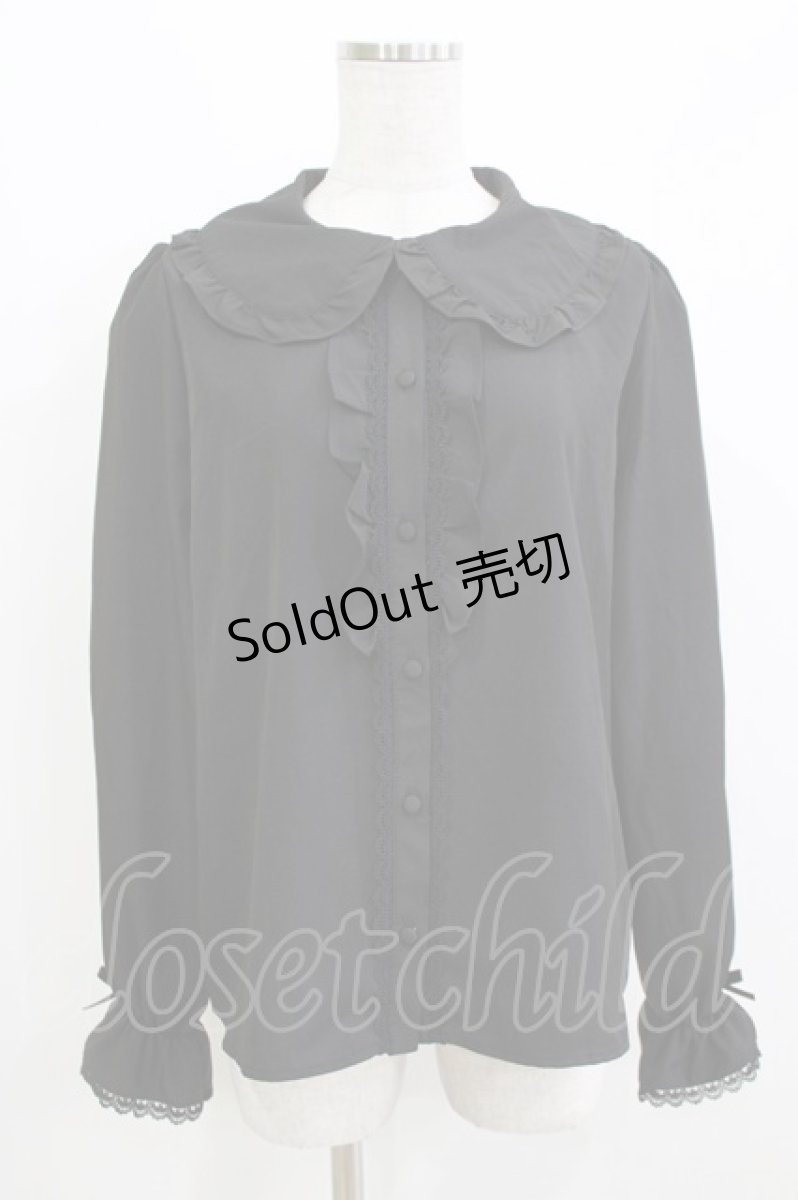 画像1: m petit by misako / AM マルエリフリルブラウス L ブラック H-26-03-16-045-LO-BL-NS-ZH (1)