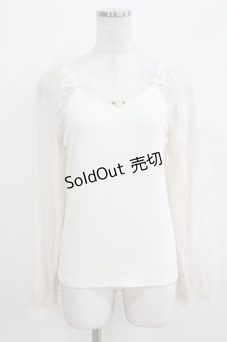 画像1: m petit by misako / 袖シアーフリルプルオーバー M オフ H-26-03-16-049-LO-TO-NS-ZH (1)