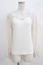 画像1: m petit by misako / 袖シアーフリルプルオーバー M オフ H-26-03-16-049-LO-TO-NS-ZH (1)