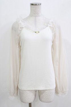 画像1: m petit by misako / 袖シアーフリルプルオーバー M オフ H-26-03-16-049-LO-TO-NS-ZH