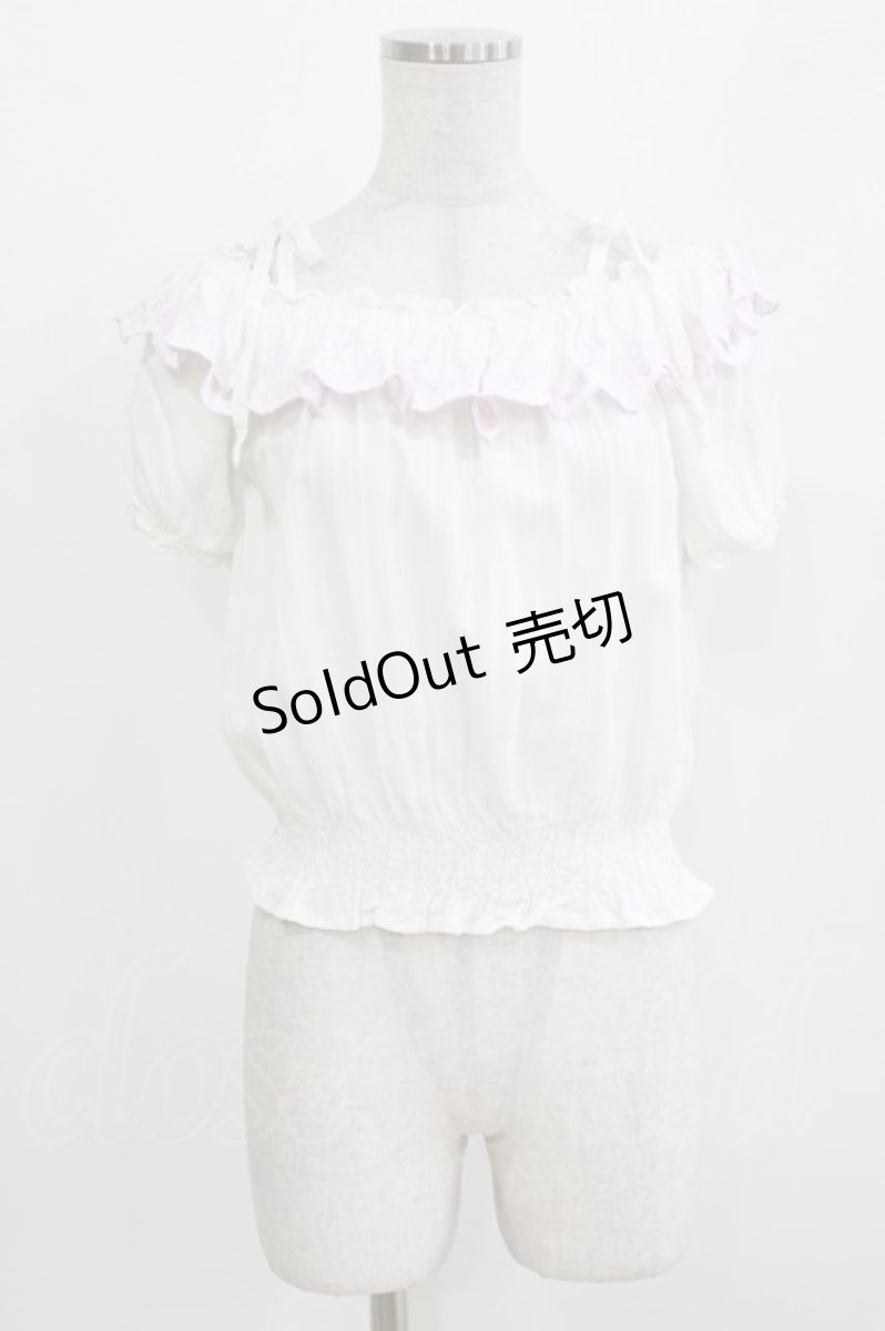 画像1: Secret Honey / 蝶刺繍トップス Free 白 H-26-03-16-051-CA-TO-NS-ZH (1)