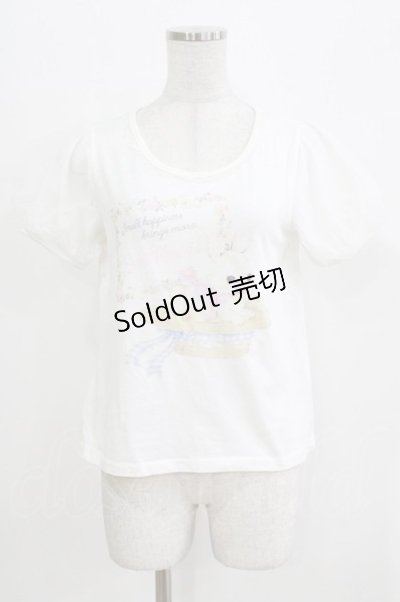 画像1: LIZ LISA / フラワーラビットプリントTシャツ Free 白 H-26-03-16-052-LO-TS-NS-ZH (1)