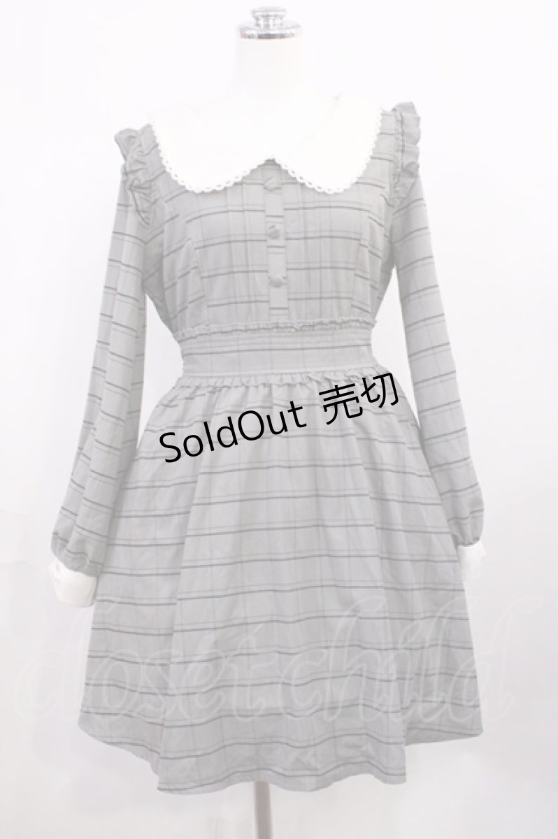 画像1: LIZ LISA / レースアップチェックリボンワンピース Free グレー H-26-03-16-1010-LO-OP-NS-ZH (1)